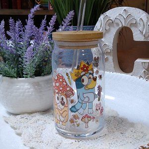 Bluey 16 oz can glass